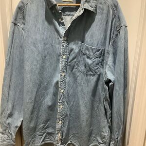 Gap Blue Jeans Light Blue Denim Button Up Shirt Y2K Front Pocket Size XXL
